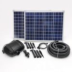 My Natural Pond 100W 1268 GPH Powerful Dual Panel Solar Powered Submersible Pond Pump Kit - Kit Weighs Over 30 pounds - Ready to Connect to Waterfall or Filtration System (SP100 100W Max 1,268 GPH