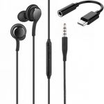 Type-C Earphones for OnePlus 12R / 12 R Earphones Original Like Wired in-Ear Headphones Stereo Deep Bass Headset Earbud with Type-C to 3.5mm Audio Jack, Mic (TAK3, Black)