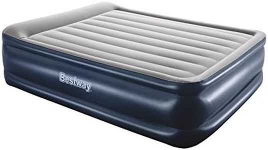 Bestway Queen Air Mattress with AC Pump, Camping Inflatable Bed Beds Blow Up Sleeping Airbed Indoor Outdoor Hiking Travel Holiday Car Airbeds, Carry Bag Pillow Flocked Surface Light Grey
