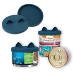 OHMO 2 Pack Cat Food Can Lids, Small Size (85g) Silicone Pet Food Can Lids Covers for 70g Cat Food Cans, Dark Blue