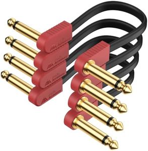 Guitar Patch Cables Kevlar-Reinforced Flat Ribbon 6 Inch 4-Pack, Gold-Plated Built-to-Last Noiseless Quad-Layer Shielded, Guitar Pedal Cables for BOSS MXR EBS Behringer Donner Pedal, Red