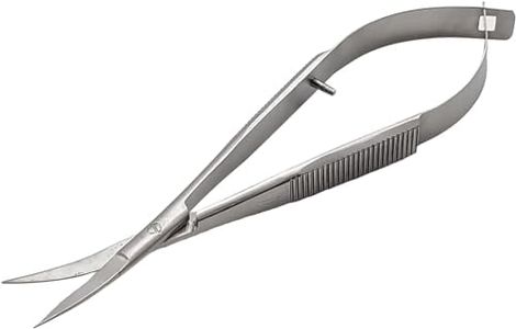 Micro Scissors 4.5" Castroviejo Stitch Cutting Embroidery Spring Action Extra Sharp Squeeze Scissors for ENT Eye Skin Dental Veterinary Surgeon by Artman Instruments (Curved)