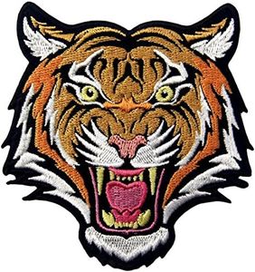 The Roaring Bengal Striped Tiger Embroidered Badge Iron On Sew On Patch