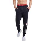 Champion Men's Joggers, Lightweight Lounge, Jersey Graphic Pants, 31" Sweatpants, Navy Script, X-Large