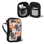 kwmobile Neoprene Case Compatible with in-ear Headphones - 6 x 9 cm Case with Zip - Cats