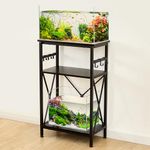 LAQUAL 10 Gallon Fish Tank Stand with Shelf, Double Aquarium Stand for 10&5 Gal Fish Tank, 3-Tier Heavy Metal Stand with Stable Structure, Adjustable Table Feet&Anti-tilt Device - Black