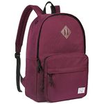 Kasgo School Backpack, 15.6 Inch Classic Lightweight Water-Resistant Rucksack Backpack for Men Women Teens Girls Boys Kids to School, College, Travel, Work, Wine Red