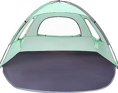 WhiteFang Beach Tent Anti-UV Portable Sun Shade Shelter for 3 Person, Extendable Floor with 3 Ventilating Mesh Windows Plus Carrying Bag, Stakes and Guy Lines (Mint Green)