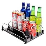 BingoHive Drink Dispenser for Refrigerator, Self-Pushing Soda Can Organiser for Fridge, 3 Rows has been Assembled, Automatic Can Organiser with Spring Loaded for Refrigerator Holds 12 cans, Black