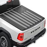 MotorBox Soft Roll-Up Truck Tonneau Cover for Ram 1500 (2009-2024) / Ram 2500 & 3500 (2009-2024) with Extra Short 5.7 ft Bed Length, All-Weather Retractable Truck Bed Cover with Black Flag Graphic
