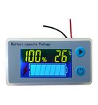 Multifunction LCD Battery Capacity Meter Voltmeter with Temperature Display Battery Fuel Gauge Indicator Voltage Monitor (12V)