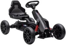 Aosom Kids Pedal Go Kart Adjustable Seat Swing Axle Handbrake for 3-8 Black