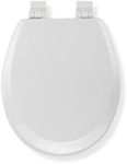 Croydex Carron Wooden Toilet Seat - Soft Close and Adjustable Hinges with No Movement Grip Pad Technology, Antibacterial Treated Surface and All Fittings Included (White Wood)