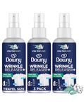 Downy Wrinkle Releaser Spray | All In One Wrinkle Release Spray Travel Size, Odor Eliminator, Static Remover | Fabric Refresher & Ironing Aid for Clothes | 3 Fl Oz (Pack of 3), Crisp Linen Scent