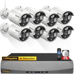 {HD 3K 5.0MP & 60 Days Storage} AI Detected POE Security Camera Systems, OOSSXX 8 Channel Outdoor Surveillance Video System, 8pcs IP67 Waterproof Cameras with Audio, 4TB