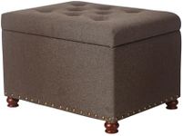 Joveco Storage Ottoman Linen Tufted