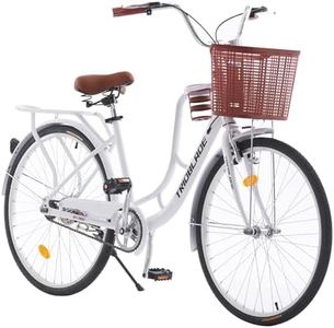 BSTSEL 26" Wheel Womens Ladies Bike & Basket 16" Frame Vintage Bike, Classic Bicycle, Retro Bicycle, Dutch Bicycle City Bike (White)