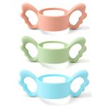 JNAWA 3Pieces Baby Bottle Handle Silicon Baby Bottle Holder Wide-Neck Baby Bottle Handle Feeding Bottle Grip Handle for Baby Self Feeding