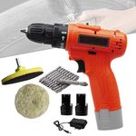 MLD Heavy Duty 12V Cordless Drill | Screwdriver 2 Batteries With Combo10pcs ++ bits and Polishing tool kit set KG-04787 (10mm/12V/1350Rpm/Multicolor/Plastic) (Cordless+polising kit+10pcs bit)