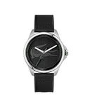 Lacoste Men's Stainless Steel Quartz Watch with Silicone Strap, Black, 20 (Model: 2011156), Black, Men