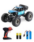 Aucaer RC Car, Rechargeable Remote Control Car Off-Road 2.4GHz RC Monster Truck with LED Headlight 4WD All-Terrain RC Rock Crawler Alloy Frame Dual Motors for Kids and Adult Indoor Outdoor