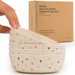 Nook Theory 4 Pack Bamboo Bowls - Alternative for Plastic Bowls, Bamboo Bowls Reusable, Shatterproof Bowls, Food-Grade, Dishwasher Safe Bowls - Bamboo Kids Bowls, Kids Dishes (Confetti 18 Oz)