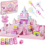 hunloot Unicorn Magnetic Cubes for Travel: 100 PCS Castle Princess Playset with Tin Storage Case - Strong Building Toy Blocks for Girls Toddlers Ages 3-8 - Car Airplane Activity Game