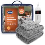 Silentnight Luxury Super Cosy Heated Throw -Thick Snuggly Soft Chunky Knit Jacquard Fleece Electric Blanket for Sofa Bed with 9 Heat Settings -Fast Heat-up and Safe Shut Off -Machine Washable Charcoal