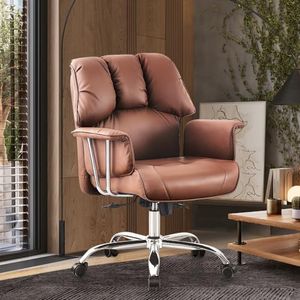 Furb Ergonomic Office Chair with Adjustable Tilt Function, 150° Reclining Home Office Desk Chair, Adjustable Height Swivel Chair with Comfortable Thickly Padded Armrests (Brown)