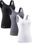 NELEUS Women's 3 Pack Compression Tank Top Support Yoga Bra with Cups Athletic Running Shirts, 8087 Black/Grey/White, Medium
