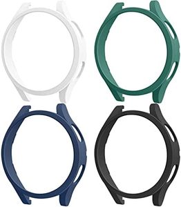 4 Pack Case for Samsung Galaxy Watch 4 40mm 44mm [NO Screen Protector], Hard PC Bumper Case Protective Cover Frame for Galaxy Watch 4 40mm 44mm (44mm, White+Green+Navy Blue+Black)