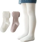 Snegyu 2 Pack Warm Tights for Kids Girls' Back to School Uniform Plain Tights Socks Knit Cotton Rich Baby Girl Leggings Toddler Pantyhose for 8-10 Years