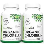 PlantVital Chlorella Capsules- Antioxidant Chlorophyll Capsules - Organic Chlorella Powder 1500mg per day - Broken Cell Wall Algae Supplement-Vegan Superfood - Non-GMO - 4 Month Supply - 240 Capsules