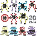 20 Pcs Transformable Chain Robot Finger Spinner Robot Deformed Mechanical Spiral Twister Fingertip Spinners Spiral Twister Fingertip Decompression Fingertip Spinner for Adults Teens