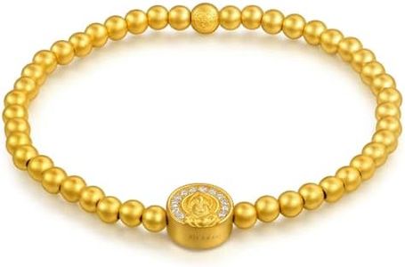 CHOW SANG SANG Cultural Blessings 999.9 24K Gold Buddha with Diamonds, Beads Chain Bangle, Tiny Size 94553B | 5 (Wrist Size: 15.5-16.5 CM)