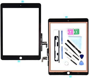 Black Digitizer for iPad 9.7 (A1822, A1823)/Ipad 5 Ipad Air 1st Touch Screen Digitizer - Front Glass Replacement with Tool Repair Kits + Adhesive