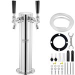 VEVOR Dual Taps Draft Beer Tower Dispenser, Stainless Steel Keg Beer Tower, Kegerator Tower Kit with Pre-Assembled Tubing and Self-Closing Faucet Shanks for Party, Bar, Pub, Restaurant