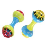 innovitoy 2Pcs Dumbbell Abs Rattles For Baby 0-6 Months | New Born Baby Toys Rattle Set With Fun Colors & Sound | For Baby, Infant | Ideal New Born Toy Set Gift Pack - Made In India, Multicolor