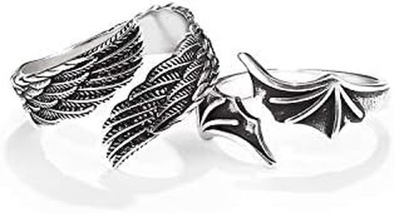 Matching Rings for Couples Best Friends - Adjustable Rings Promise Rings for Him Her, Wings Shaped Hugging Protection Jewelry - Gift Wrap, Non-Precious Metal, No Gemstone