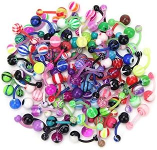 CrazyPiercing Assorted Lot of 100PCS Banana Piercing 14G Belly Button Rings Piercing Jewelry