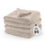 Sunbeam Microplush Heated Blanket with ComfortTech Controller, Full, Mushroom