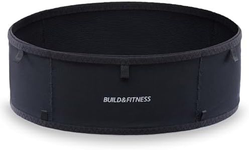 Build & Fitness LiteBelt Running Belt – 4 Quick Top-Access Pockets –Flip Waist Pack, Running Phone Holder – Fits All Size Phones, Keys, Cards, Earpods, GUs – for Men and Women (Black, XL)