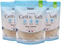 Sante Naturelle Celtic Salt Grey Coarse Sea Salt - 1.1lb (18oz) Pack of 3, Unrefined Organic French Sea Salt, Rich in 82+ Minerals Salt, 100% Natural & Hand Harvested Sal Celtica