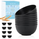 Wrova Wheat Straw Bowl Sets of 8,Unbreakable Cereal Bowl 26 OZ,Microwave and Dishwasher Safe Bowls,Kids Bowl suitable for Cereal,Salad,Snack and Soup. Winter-Pure Black