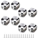 UFURMATE Wall Mounted Glass Clamp, 8Pcs Adjustable Glass Shelf Brackets Holders Zinc Alloy Glass Clips Chrome Half Round Mounting Brace for 5-8mm Thick Glass