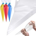 Krifton 100 pcs Pastry Cake Icing Piping Decorating Bags Anti Burst Icing Bags for Cream Frosting, Cakes and Cookies Decoration (26 X 17 CM, Clear) - Pack of 100