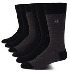 Calvin Klein Men s Dress Socks 6 Pack Patterned Crew Socks, Navy Assorted, 7-12