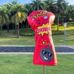 Funny Bomb Golf Driver Headcover, Red Leather Golf Club Covers for Driver,460cc Golf Driver Cover Head Cover for Men or Women Golfer