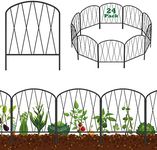 Decorative Garden Fence 24 Pack, 17in(H) x 26.4ft(L) No Dig Anti-Rust Metal Dog Fences for The Yard, Garden Fence Border for Landscape Yard Patio Outdoor Decoration, Dog Rabbit Stakes Defense,Arched