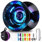 MAGICYOYO N11 Professional Unresponsive Yoyo, Dual Function Yoyo Alloy Metal Yoyo for Beginner Adults, Trick Yoyo with Flat Bearing + Axle + Bearing Removal Tool + Yoyo Storage Bag + 12 Yoyo Strings